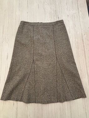 Ann Taylor Brown wool Tweed Midi Skirt